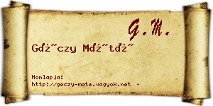 Géczy Máté névjegykártya