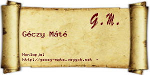Géczy Máté névjegykártya
